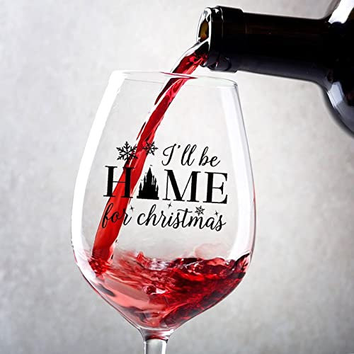 Set di 2 bicchieri da vino Ill Be Home for Christmas Bicchiere da vino da 481,9 ml, con stelo per Cabernet Pinot Nero Bordeaux Bordeaux