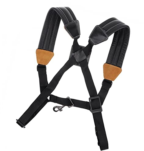 Saxophon-Teile Echtes Leder-Doppelschulter-Saxophon Mit Karabinerhaken-Gurt Doppelschulter Für Alt-Tenor-Saxophon