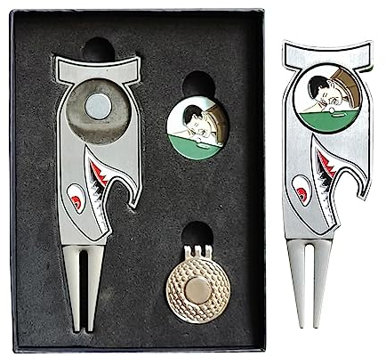 Fukamou Pitchgabel Golf, Golf Reparatur Pitchgabel, Edelstahl Pitchgabeln Für Golf Club-Sport Im Freien (mit Hutclip Und Ballmarker).