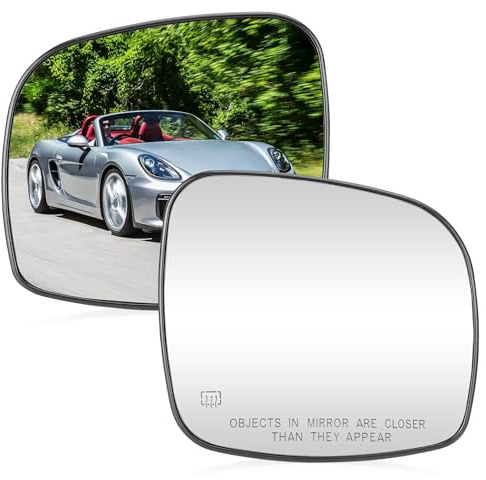 Hurotoms Driver Left & Passenger Right Side Heated Mirror Glass Compatible with Chrysler Town & Country 2008-2016 for Dodge Grand Caravan 2008-2020 for RAM CV 2012-2015 (without Automatic Dimming)