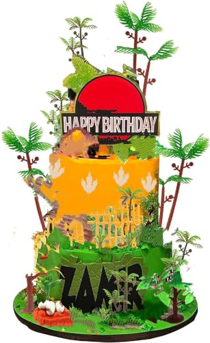 SunAurora 40 Stück Dinosaurier Kuchenaufsätze,Kuchendeko Dinosaurier,Deko Palme Kuchenaufsatz,Bäume Kuchen Dekorationen,für Dinosaurier-Thema Miniatur Deko oder Cake Topper