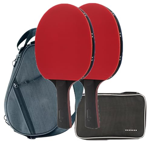 Pala Ping Pong Raqueta de Tenis de Mesa de Fibra de Carbono de 7 Estrellas, competición de Entrenamiento Profesional, Bolso de Hombro con Correa antiadhesivo de Doble Cara(Color:4)