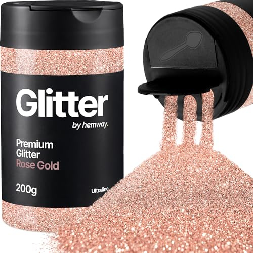 Hemway Premium Glitter Shaker Rose Gold 210g Ultrafine Metallic Flake | for Resin & Epoxy Crafts for Decorating, Halloween, Christmas, Nail, Face, Art