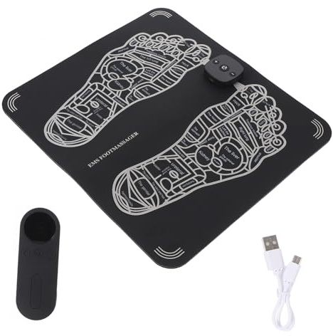 USB Fußmassagegerät mit Mikrostrom, Schwarz, Linderung Muskelkater | Leichtes Massagekissen aus ABS und PU Material, für Zuhause oder Büro