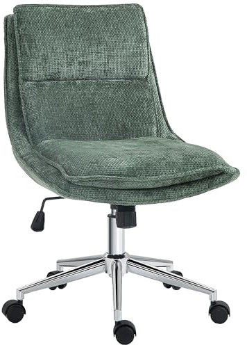 HOMCOM Fauteuil de Bureau Chaise de Bureau en Tissu, Hauteur réglable, pivotant avec 5 roulettes, Vert
