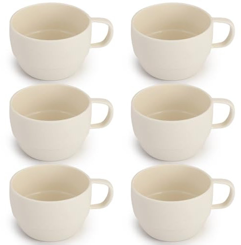 ReaNea Lot de 6 tasses à café en plastique léger et durable pour la maison, l'extérieur, le pique-nique, le camping, idée cadeau d'anniversaire 355 ml