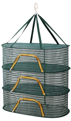 Lay Flat - Estante de secado plegable de 3 capas con cremalleras, estante de secado de verduras portátil grande para frutas, plantas, ropa, muñecas