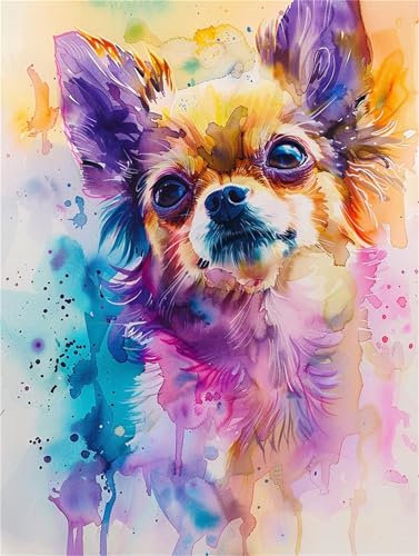 Hund Malen Nach Zahlen Erwachsene, Tier Malen Nach Zahlen Kinder Klein 80x100cm, DIY Set Erwachsene Handgemalt Leinwand Ölgemälde, Acrylfarben mit 3 Set Pinseln, Zimmer Deko Aesthetic Geschenke -Y692