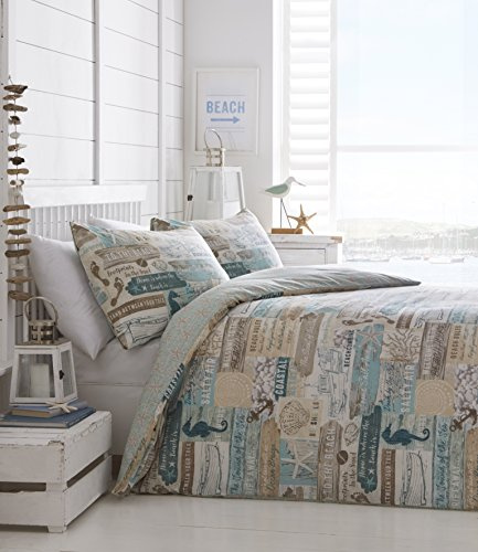 Kampala Hill Seaside Vibes Duvet Cover Set Reversible Bedding Sea Shells Starfish (King)