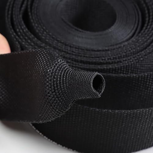 JWOO Gaine de câble tressée thermorétractable de 6 à 100 mm de diamètre, Gaine de Protection Ignifuge for Fil Pet, Organisateur de Ligne Automatique, ID*L(Black,50MM*1M)