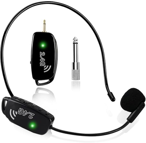 SAYTINAI Wireless Microphone Headset MIC Cordless: 2.4G Wireless Head MIC and Handheld Mic 2 in 1-160 FT Range with 1/8''&1/4'' Plug for PA System,Voice Amplifier, Fitness Trainer, Teacher, Singing