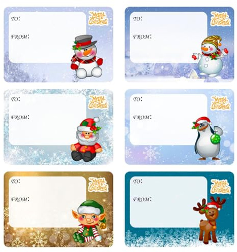 Pegatinas Navideñas Etiquetas 60 piezas Pegatinas de Navidad de etiquetas autoadhesivas para regalos y nombres