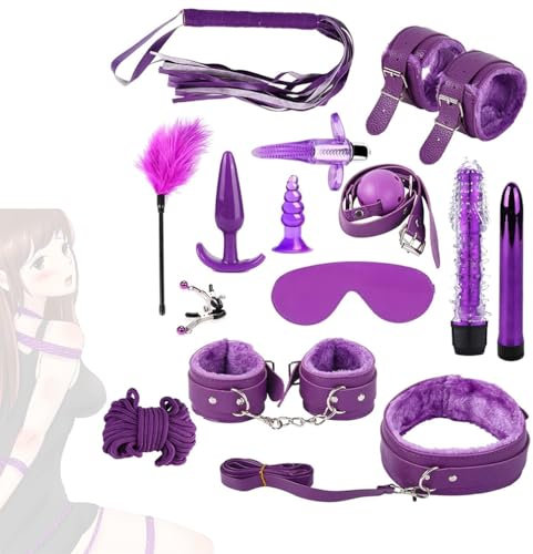 Set da 15 pezzi di puntelli di gioco di ruolo in peluche in pelle viola per aumentare il divertimento del gioco