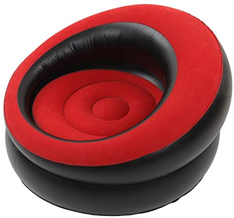Jeanoko Aufblasbare Couch Ergonomischer Einfacher Aufblasbarer Stuhl für Wohnzimmer Schlafzimmer Büro Tragbares Luft-Sofa für Reisen Lesen Nap Hinterhof Versammlungen Beflockung Luft (Rot)