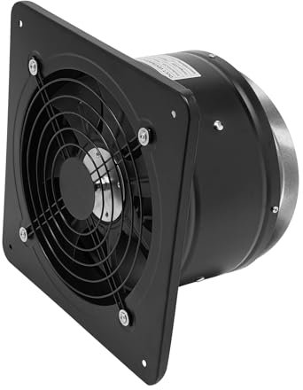Ventilatore di scarico da 100 W, 250 mm, 1260 m³/h/741CFM, silenzioso, con valvola completamente automatica, altezza 16 cm, per cucine, magazzini, garage