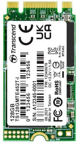 Transcend SSD / 128GB, M.2 2242, PCIe Gen3x2, B+M Key, 3D TLC, PE: 3K, Wide Temp. (TS128GMTE452T-I)