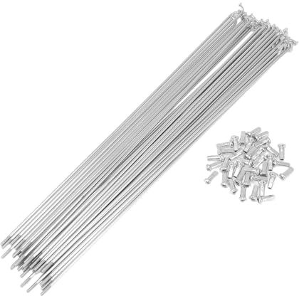 Motoforti Set di 36 Raggi per bBicicletta 12G, Raggi per Ruota Bici, Acciaio Zincato 45 Color Argento 285mm