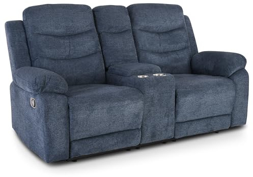 Raburg Pixx Fernsehsessel, 2 Personen, Mikrofaser, Liegefunkt., Stahlblau | Liegefunktion, manuelle Relaxfunktion, Komfort-Polsterung, Getränkehalter, Snackfach, Easy-Lift, Fußstütze verstellbar