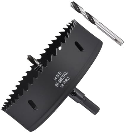 METALLIXITY Kit de Scies Cloche Bi-Métal 121mm (4-3/4) Fraise à Trou Noir | en Acier Rapide M42, avec Foret de Centrage Clé Hexagonale et Ressort, pour Tôle Métallique Bois