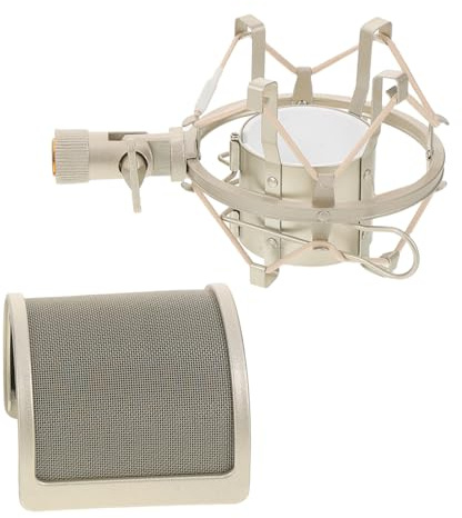 FRCOLOR Mikrofon Windschutz mit U-förmigem Pop-filter und Stoßdämpferhalterung Verstellbares Mikrofon-stativ Hochdichter Mesh-schutz für Klare Aufnahme Kompatibel mit Verschiedenen