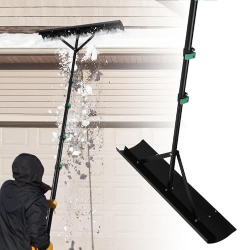 Jaxguom Pelle à neige photovoltaïque avec roulettes, pvc 131-480 cm, télescopique, en aluminium, bande de protection modulaire, résistante aux rayures et inoxydable