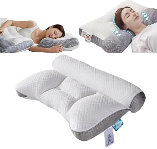 Coussin orthopédique pour apnée du sommeil avec fente d'oreille, coussin ergonomique pour dormir sur le côté, le dos et le ventre, respirant et lavable, coussin anti-ronflement