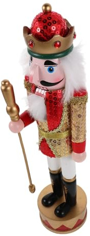 Homoyoyo Schiaccianoci di Natale in Legno con Paillettes Rosse Soldatino Schiaccianoci Grande per Decorazioni Natalizie da Interno Centrotavola Festivo per Mensole e Superfici Ornamento