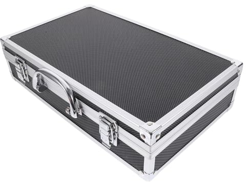 Cabilock Aufbewahrungsbox Mikrofonkoffer Multifach Strukturierte Schwarzer Tragbarer aus Aluminiumlegierung mit Schwammfüllung für 2 Kabellose Mikrofone im Karaoke Raum oder Aufnahmegerät