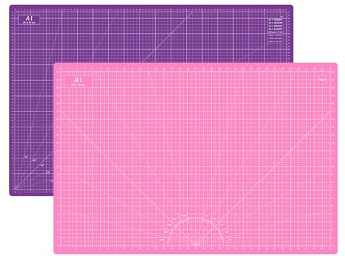 Headley Tools Eingedickt A1 Schneidematte - 90 x 60cm Selbstheilende Nähmatte, doppelseitig, 5-lagig, für Näharbeiten, Handwerk, Hobby, Stoff, Scrapbooking-Projekt, (Rosa/Lila)