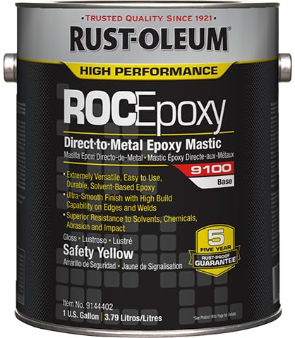 9144402 9100 System 2-Component DTM Epoxy Mastic Base – Gloss Safety Yellow, 1 Gallon | High-Solids Direct-to-Metal Epoxy Coating, Chemical & Abrasion Resistant, Industrial Protective Finish