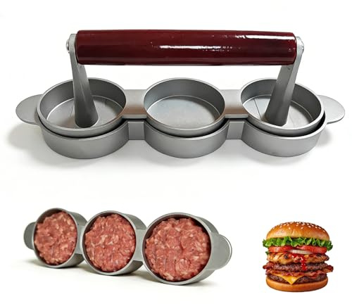 DHSUN Sausage Patty Press, Hamburger Patty Maker,3-in-1 Mini Burger Press Non Stick, Perfect for Barbecues, Picnics, Camping Daily Cooking, 2.64-inch Dies