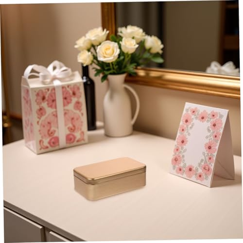 OATIPHO Scatole Regalo in Lamiera di Ferro Oro 4 Pezzi Finitura Levigata e Chiusura Ermetica per Conservare Chiavette USB e Bomboniere per Matrimoni