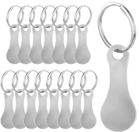 16 stycken kundvagnslösare metall, shoppingskepp nyckelringar med nyckelring, silver kundvagnschips, avtagbart kundvagnschip för nyckelring att ta bort, öppna kundvagnen