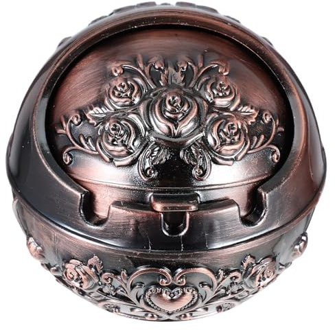 Alasum Posacenere Portatile con Coperchio, Posacenere di Metallo Rotondo Creativo, Odori Ridotti, per Casa e Salotto, Stile Trendy