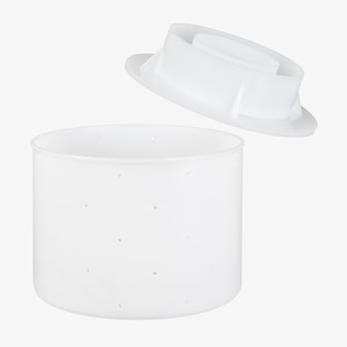 Milky Käseform mit Boden und Pressdeckel Ø 200 mm – Käseform zum Käse selber machen – Käseformen für Camembert & Frischkäse – Hochwertige Feta Käseform aus lebensmittelechtem Kunststoff