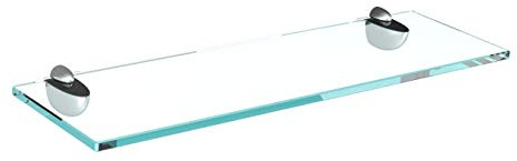 bijon Glasregal Glasablage Wandregal Glas Bad-Regal Glas Badezimmer Regal Badablage Ablageregal - 8mm Hartglas, 50 x 15 cm, Klarglas + Halterung A - Edelstahl Optik