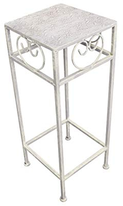 PrimoLiving Metall Blumenhocker/Beistelltisch antikweiß eckig Gr. S (P-814)