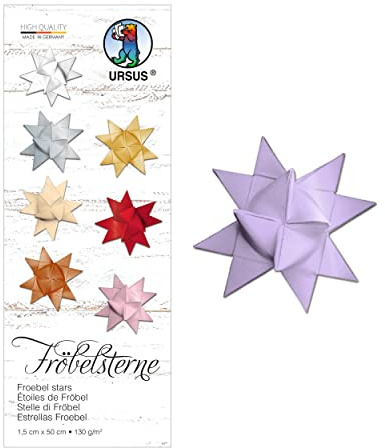 URSUS 3210060 - Tiras de papel para estrellas Fröbelsterne, de papel de dibujo 130 g/m², 1,5 x 50 cm, 80 tiras para aprox. 20 estrellas, lila, talla única.