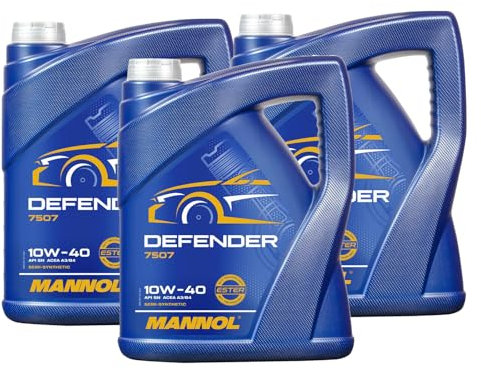 MANNOL 3X MOTORÖL Defender 10W-40 5L MOTORENÖL + INSPEKTIONSAUFKLEBER