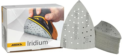 Mirka - papel de lija - Iridium 100x152 mm 36 agujeros grano 180 | Papel de lija premium para barniz masilla imprimación madera acero materiales minerales 50 piezas cierre adhesivo