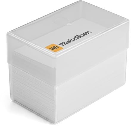 WestonBoxes Plastic Business Card Boxes - holds 250 business cards - 70mm Deep (Clear, Pack of 8)