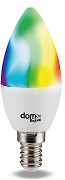 Beghelli - Lampadina LED Smart OLIVA E14 5W RGB-CCT WiFi, Compatibile con Alexa, App Dom-e, Controllo Vocale, Regolazione Colori e Intensità, Facile Installazione, 1 Unità, Bianco