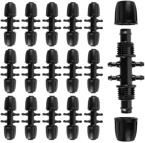 Hydrogarden 15 Stück Gartenbewässerung Barbed Tee Anschluss, Garten Schlauch Verbinder 1/2 Zoll bis 1/4 Zoll Barbed Doppel Way Bewässerung Connector Gartenbewässerung Wasser Divider, Grün
