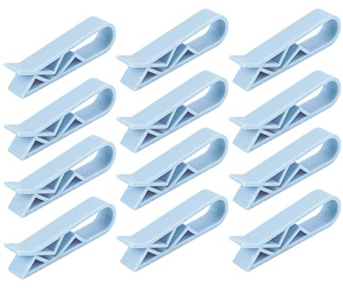 Jagowa 12 Pcs Garbage Bin Clips Multifunctional Creative Anti-Slip Kitchen Fixed Trash Bag Holder Trash Can Clip (Blue)