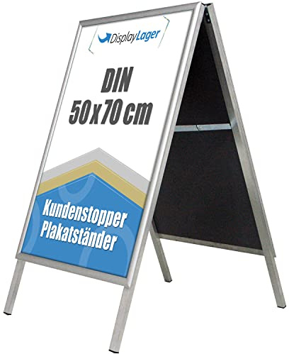 DisplayLager - Supporto per Poster BUDGET Alu-Line, bifaciale argento, per uso interno,(2 postelli) (50 x 70 cm)