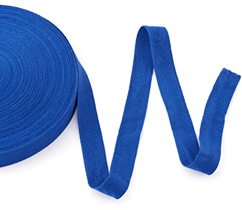 Craftdady Köperband aus Baumwolle, 45 m lang, 25 mm breit, königsblaues Twillband mit Fischgrätenmuster, Schrägband, Rolle, zum Nähen, Schneidern und Verpacken