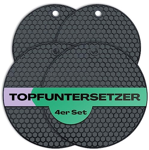 NetroxHome 4er Set Topfuntersetzer aus Silikon - Extrem Hitzebeständig und BPA-Frei, rutschfest, Untersetzer für Töpfe, Teekannen und Pfannen - Silikonunterlage für die Küche - Untersetzer Topf