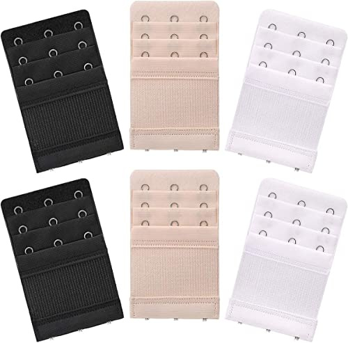 6PCS Bh Verlängerung 3 Haken, Witbicg Bh Erweiterung 3 Haken 3 Reihen Bra Extender Bh Verschluss Verlängerung Dm Weicher, Bequemer Gummizug Für Damen (Schwarz, Weiß, Hautfarbe)