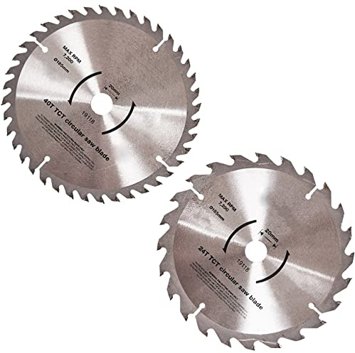 2x Professional 185mm Tungsten Carbide Circular Saw Blade Set 24T-40T Workshop Power Tools DIY 20mm Heavy Duty Bore UK FREE P&P