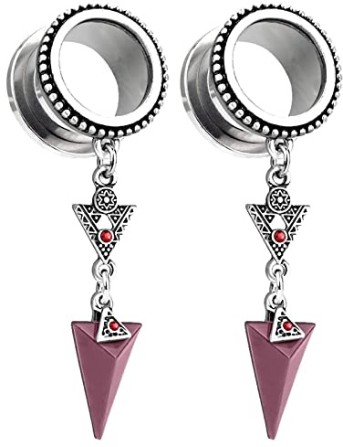 Stfery Dehn Tunnel, Tunnel Silber 20mm Edelstahl Dreieck Baumeln Zirkonia 2er Plug Ohr Gauges Schmuck Flesh Damen 3/4 Inch
